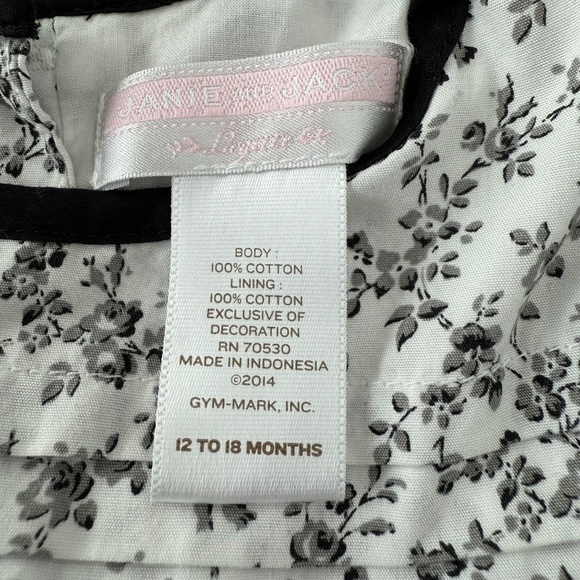 Janie and Jack Baby Girls Floral Dress Black/White size 12-18M - Picture 6 of 6
